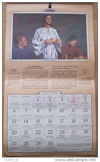 Kalendarz Chrzescijanina Drogowskaz Katolika 1980 - Calendrier Catholique Polonais - Grand Format : 1971-80