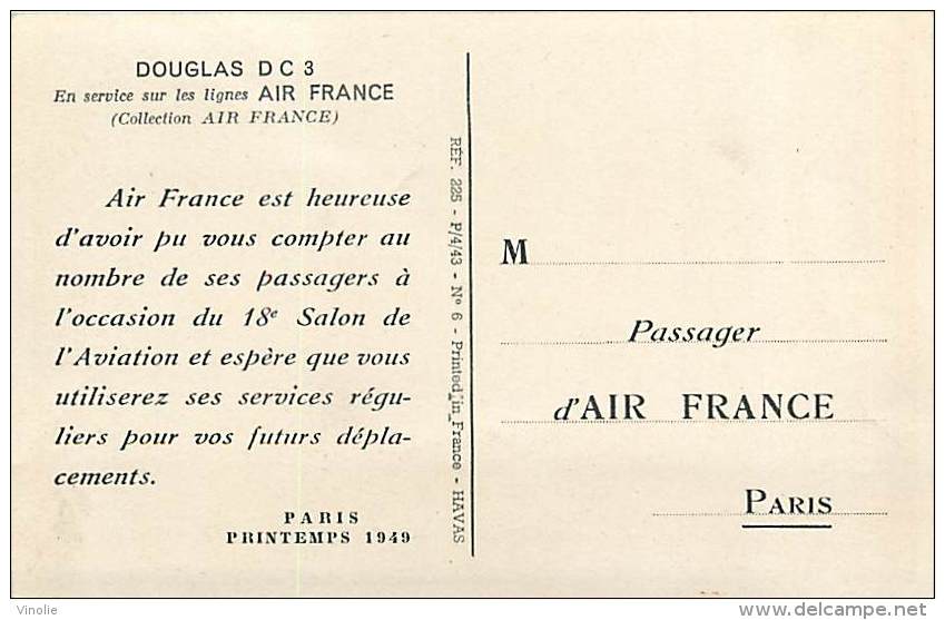 V-15 - 818 : AVION DOUGLAS D C 3  AIR-FRANCE - 1946-....: Modern Era