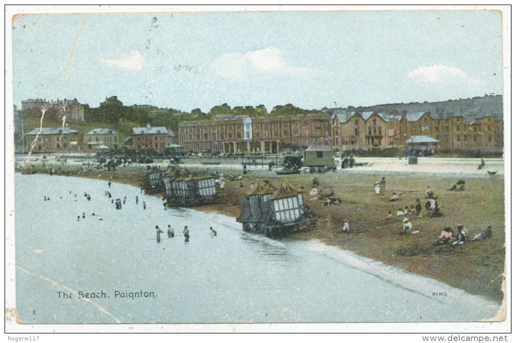 The Beach, Paignton, 1907 Postcard - Paignton