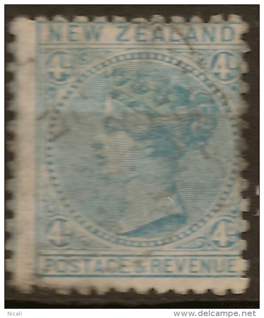 NZ 1882 4d Blue-green QV P12x11.5 SG 190 U #QM232 - Usados