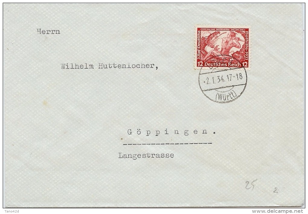 LBL32ALL2- ALLEMAGNE III REICH LETTRE DU 2/1/1934 - Briefe U. Dokumente