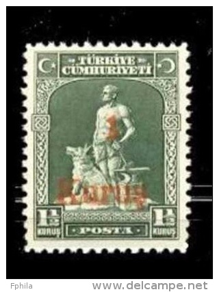 1931 TURKEY 1,5 K SURCHARGED POSTAGE STAMP MH * - Ungebraucht