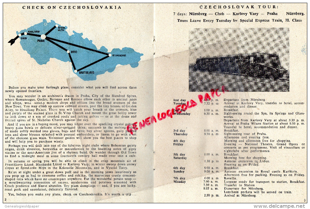 TCHEKIE- CZECHOSLOVAKIA - NURNBERG- PRAHA- KARLOVY VARY-BRNO-BRATISLAVA- ST SMOKOVEC- CHEB - Dépliants Touristiques