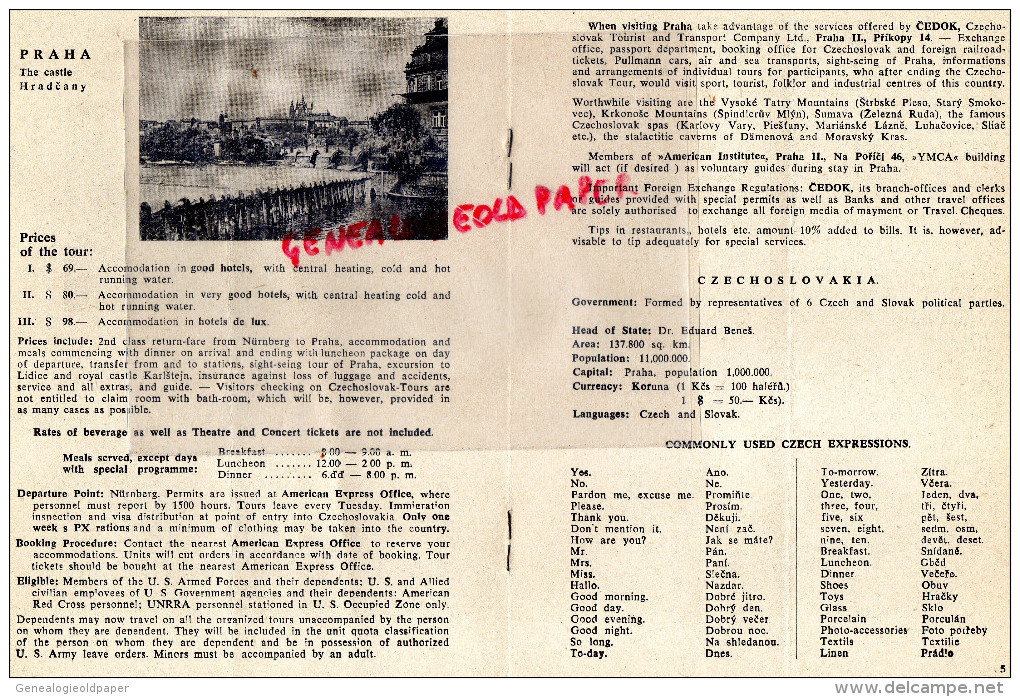 TCHEKIE- CZECHOSLOVAKIA - NURNBERG- PRAHA- KARLOVY VARY-BRNO-BRATISLAVA- ST SMOKOVEC- CHEB - Dépliants Touristiques