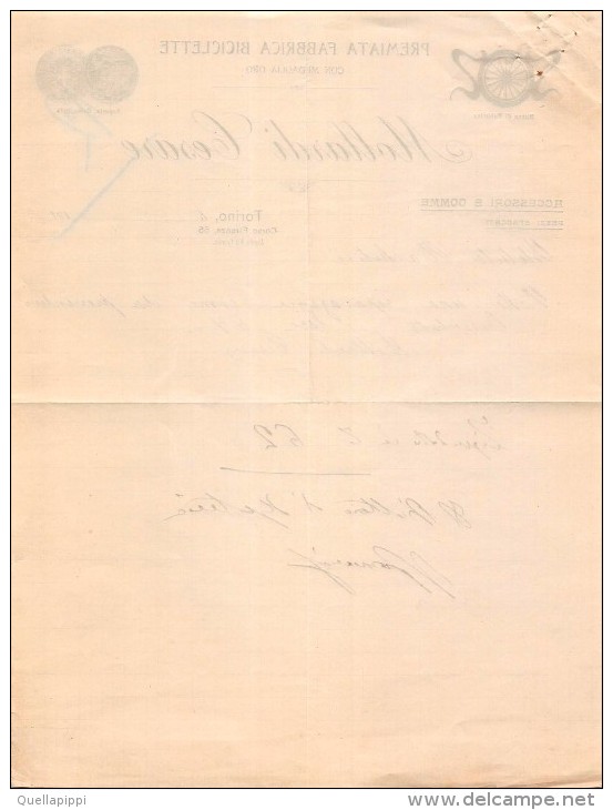 02965 "PREMIATA FABBRICA BICICLETTE - MOLLARDI CESARE - TORINO" ESPOSIZ. COMO 1909 - DOCUMENTO COMMERCIALE - Italia