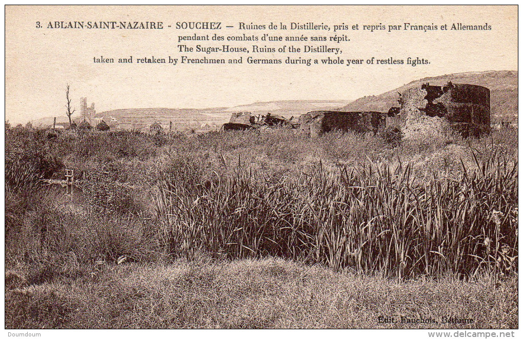 CPA ABLAIN SAINT NAZAIRE - SOUCHEZ - RUINES DE LA DISTILLERIE PRIS ET REPRIS PAR FRANCAIS ET ALLEMANDS - Other & Unclassified