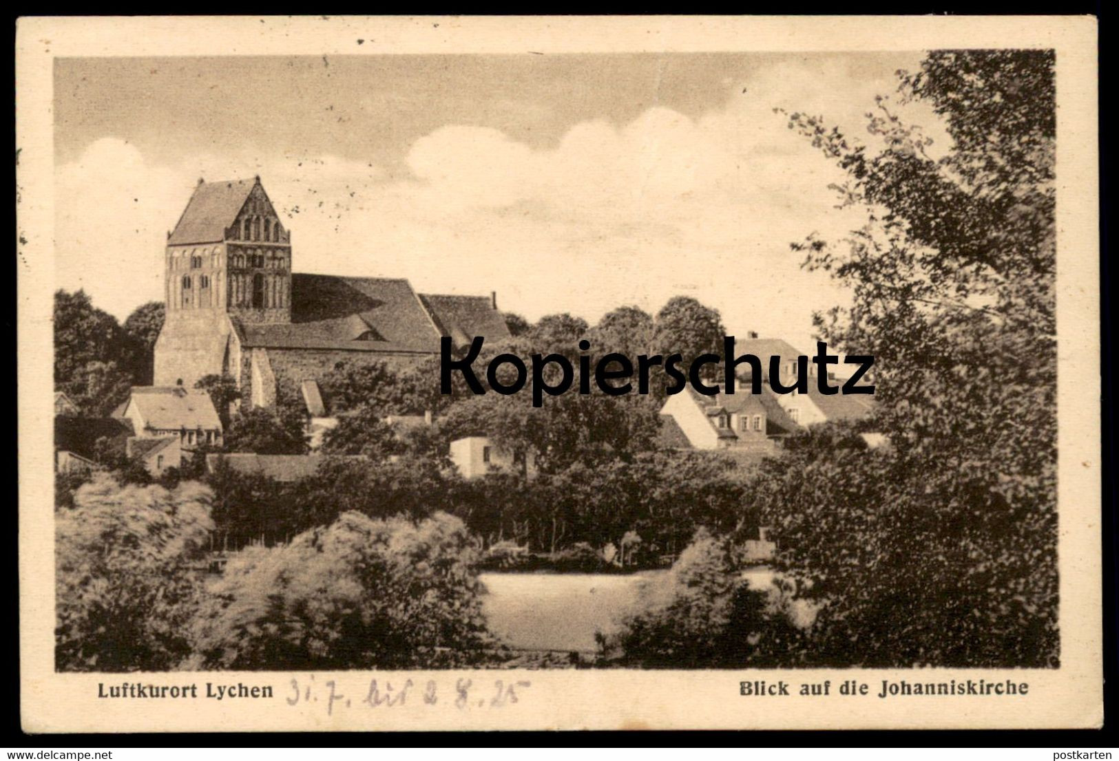 ALTE POSTKARTE LUFTKURORT LYCHEN 1925 BLICK AUF DIE JOHANNISKIRCHE Kirche Church église AK Ansichtskarte Cpa Postcard - Lychen