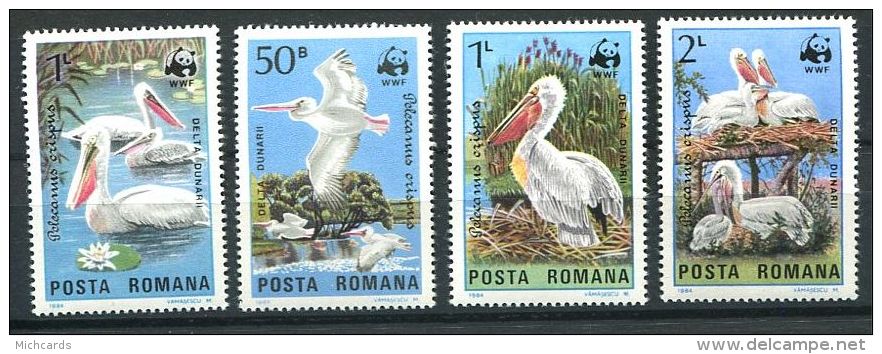 151 ROUMANIE 1984 - Oiseau Pelican WWF (Yvert 3543/46) Neuf ** (MNH) Sans Trace De Charniere - Ungebraucht