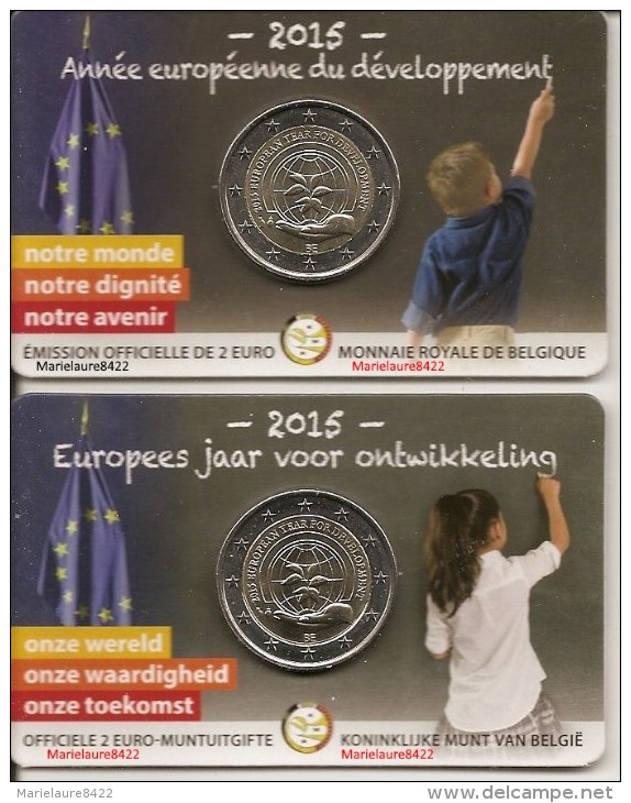 RARE COINCARD DE 2 EURO COMMEMORATIVE BELGIQUE 2015 DEVELEPPEMENT UNC - Belgique