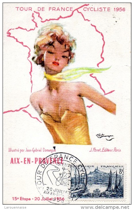 13 - AIX EN PROVENCE Tour De France Cycliste 1956 15è Etape Illustré Par Jean Gabriel Domergue - Aix En Provence