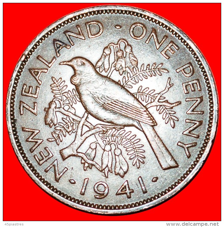 + BIRD AND FLOWERS: NEW ZEALAND ★ PENNY 1941! WAR ISSUE (1939-1945)! LOW START! ★ NO RESERVE! - New Zealand