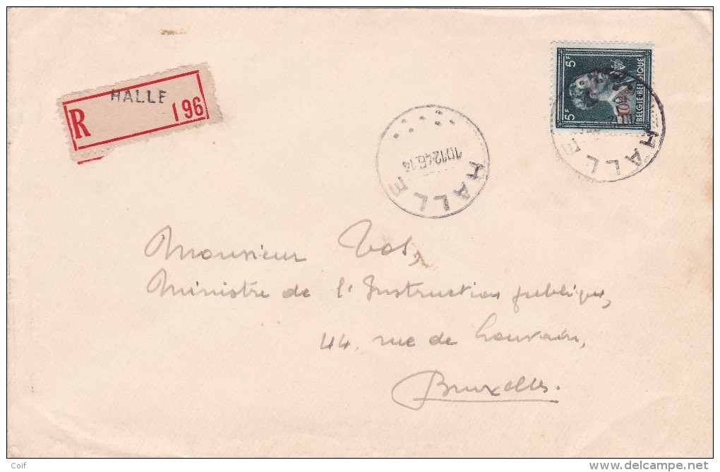 724T (-10%) Op Brief Aangetekend Met Stempel HALLE - 1946 -10%