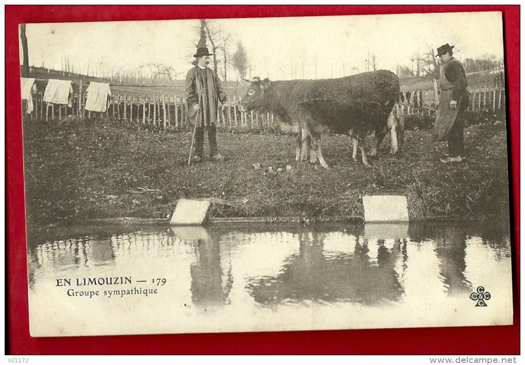 MBL-27  En Limouzin, Groupe Sympathique. Berger Et Vaches, Précurseur.  Non Circulé - Limousin