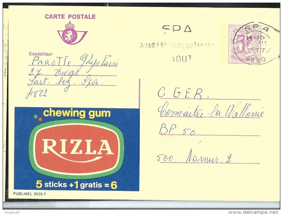 Publibel Obl. N° 2635 ( Chewing Gum  RIZLA) Obl: Spa: 1977 - Publibels