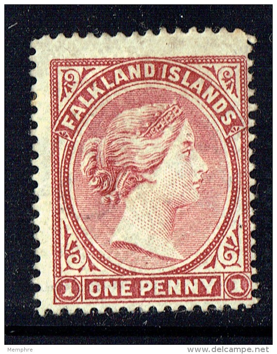 1885  Victoria 1d. Brownish Claret  Wmk Sideways   SG 8  MM - MH - Islas Malvinas