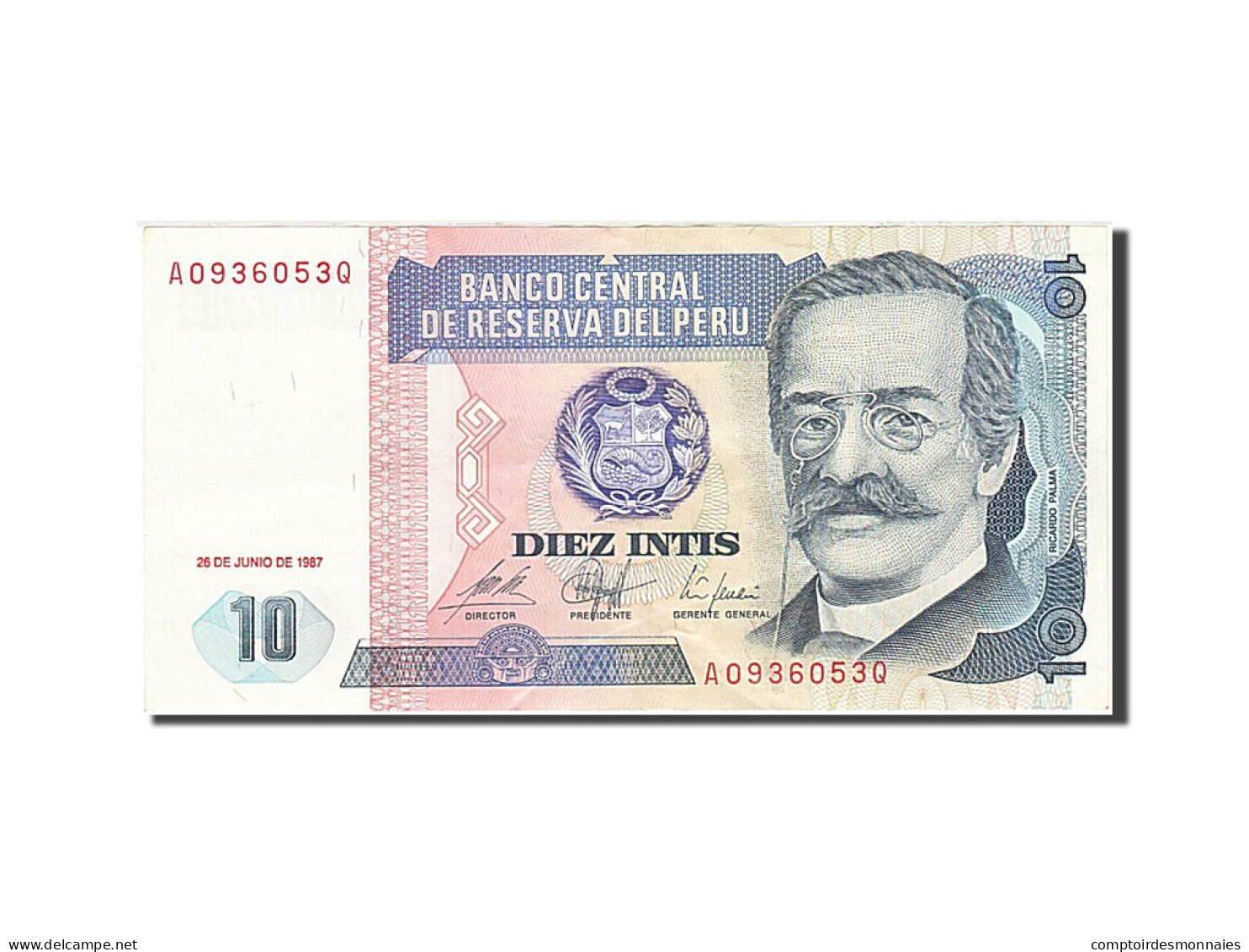 Billet, Pérou, 10 Intis, 1985-1991, 1987-06-26, KM:129, SUP+ - Perú