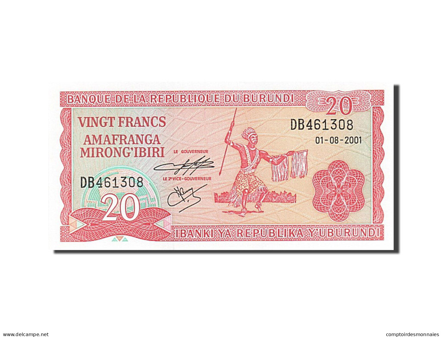 Billet, Burundi, 20 Francs, 1975-1978, 2001-08-01, KM:27d, NEUF - Burundi