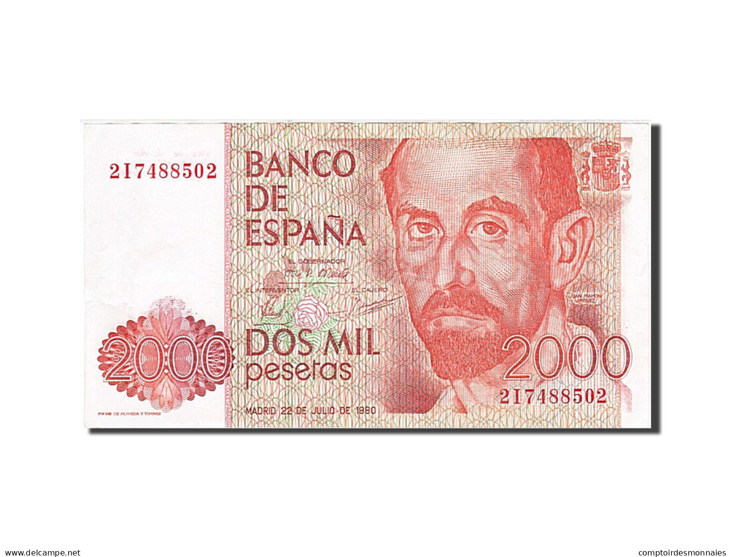 Billet, Espagne, 2000 Pesetas, 1982-1987, 1980-07-22, KM:159, TTB+ - [ 4] 1975-… : Juan Carlos I