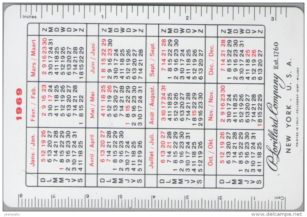 Calendrier Petit Format - Cigarette Kent - 1969 - Small : 1961-70