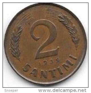 Latvia 2 Santimi 1939  K11.2  Xf++  !!!! - Latvia