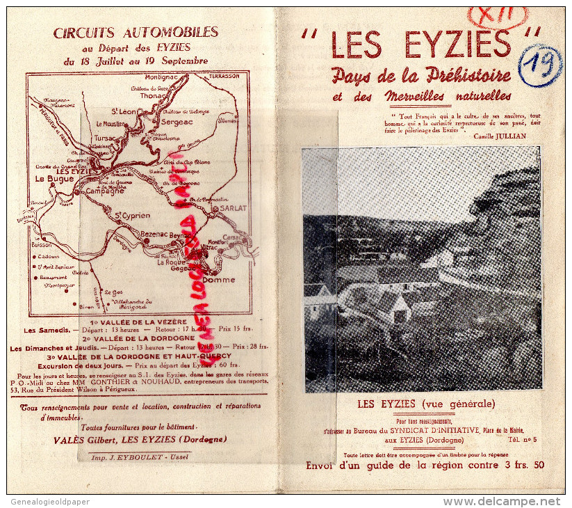 24 - LES EYZIES - DORDOGNE- 1925- GROTTE DU GRAND ROC- CARPE DIEM- VALLEE VEZERE - BEUNE- - Dépliants Touristiques