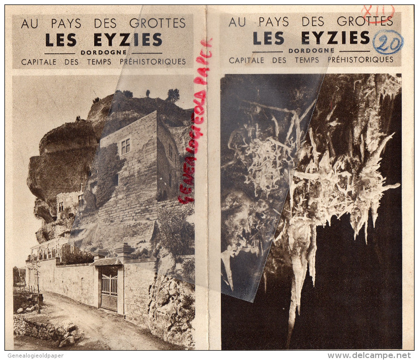 24 - LES EYZIES - DEPLIANT TOURISTIQUE- HOTEL LESVIGNES DUCLAUD- LES GLYCINES- HOTEL CRO-MAGNON- ANNEES 40 - Dépliants Touristiques