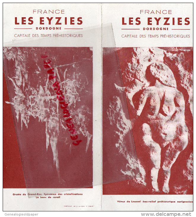 24 -  LES EYZIES - VENUS DE LAUSSEL- GROTTE DU GRAND ROC- CARPE DIEM- FONT DE BAUME-ROC DE LA PEINE- ANNEES 40-50 - Dépliants Touristiques