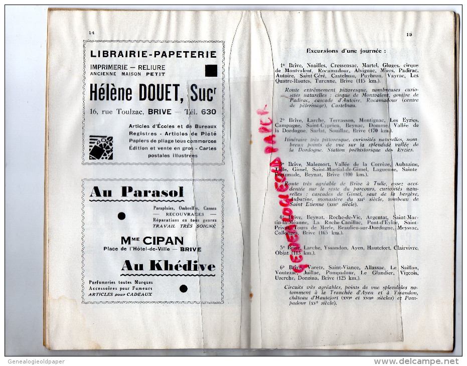 19 - BRIVE LA GAILLARDE- BEAU DEPLIANT ET PLAN TOURISME DELMAS- 1941-HOTEL TRUFFE NOIRE LABRUNIE-CITROEN FEULLADE-REIX - Dépliants Touristiques
