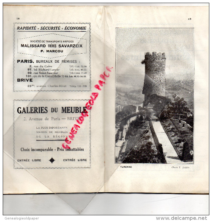 19 - BRIVE LA GAILLARDE- BEAU DEPLIANT ET PLAN TOURISME DELMAS- 1941-HOTEL TRUFFE NOIRE LABRUNIE-CITROEN FEULLADE-REIX