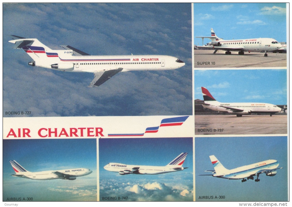 Air Charter Multivues Boeing B 727 B 737 B 747 Super 10 Airbus A 300 (air France Et Inter) N°486B PI - 1946-....: Moderne