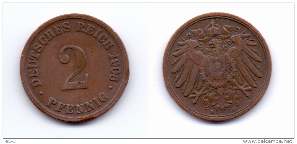 Germany 2 Pfennig 1906 D - 2 Pfennig