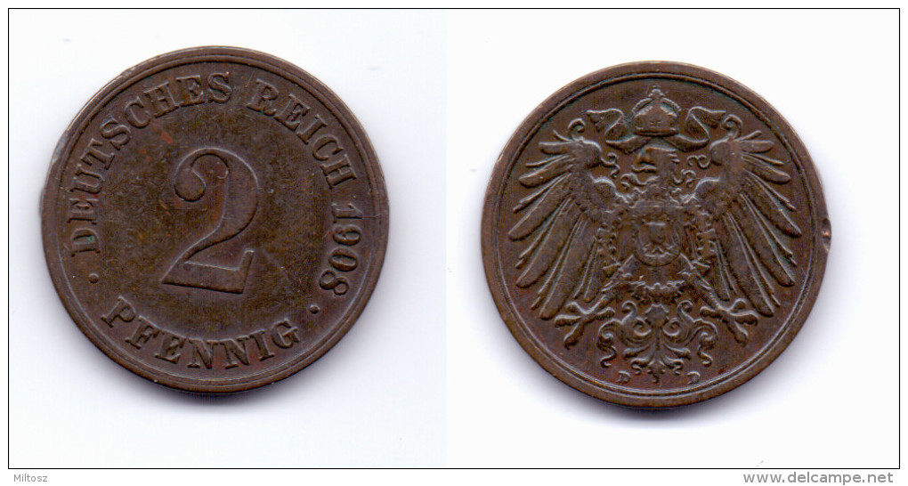 Germany 2 Pfennig 1908 D - 2 Pfennig