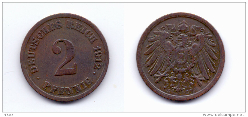 Germany 2 Pfennig 1912 E - 2 Pfennig