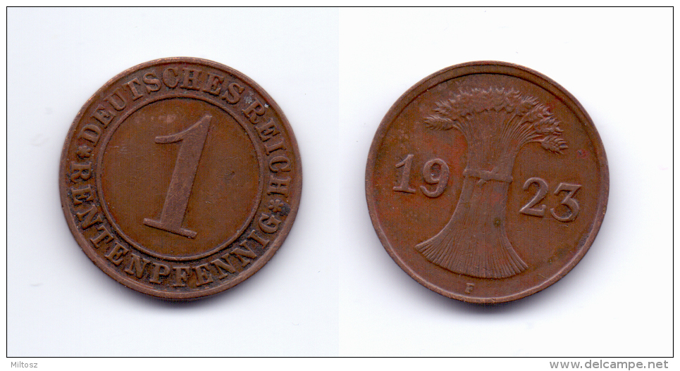 Germany 1 Rentenpfennig 1923 F - 1 Renten- & 1 Reichspfennig