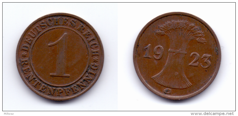Germany 1 Rentenpfennig 1923 G - 1 Rentenpfennig & 1 Reichspfennig