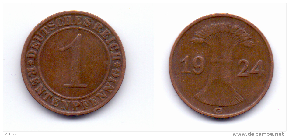 Germany 1 Rentenpfennig 1924 G - 1 Rentenpfennig & 1 Reichspfennig