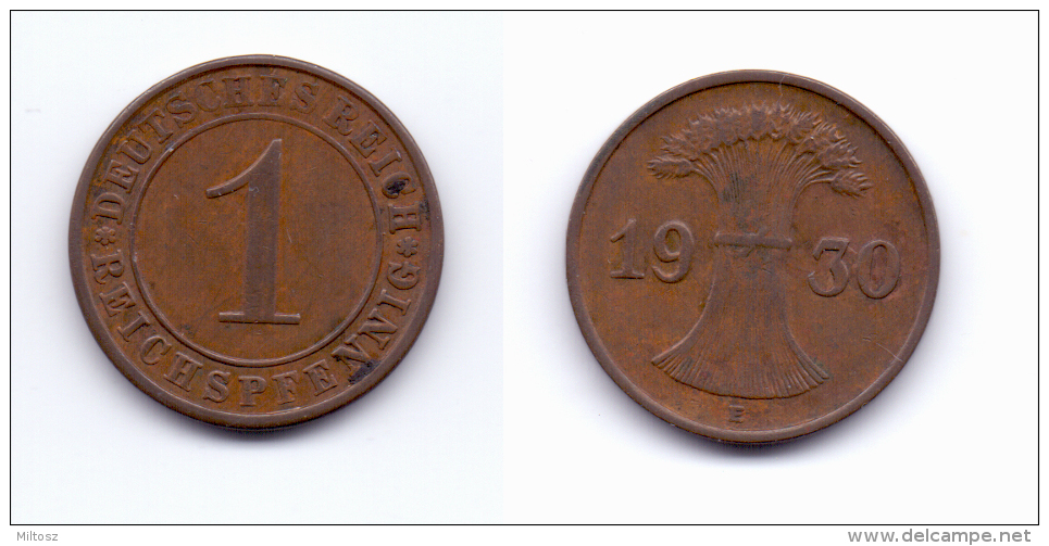 Germany 1 Reichspfennig 1930 E - 1 Rentenpfennig & 1 Reichspfennig