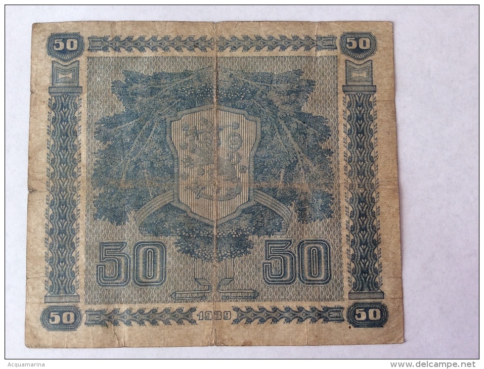 FINLAND 50 MARKKAA 1939 LITT. D CIRCULATED - Finland