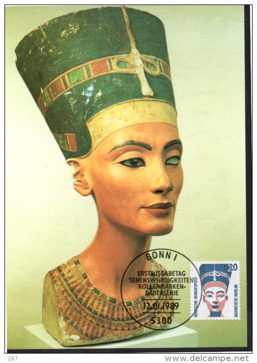 ALLEMAGNE  BERLIN   Carte Maxi  1989  Egypte Pharaon Nefertiti - Egittologia