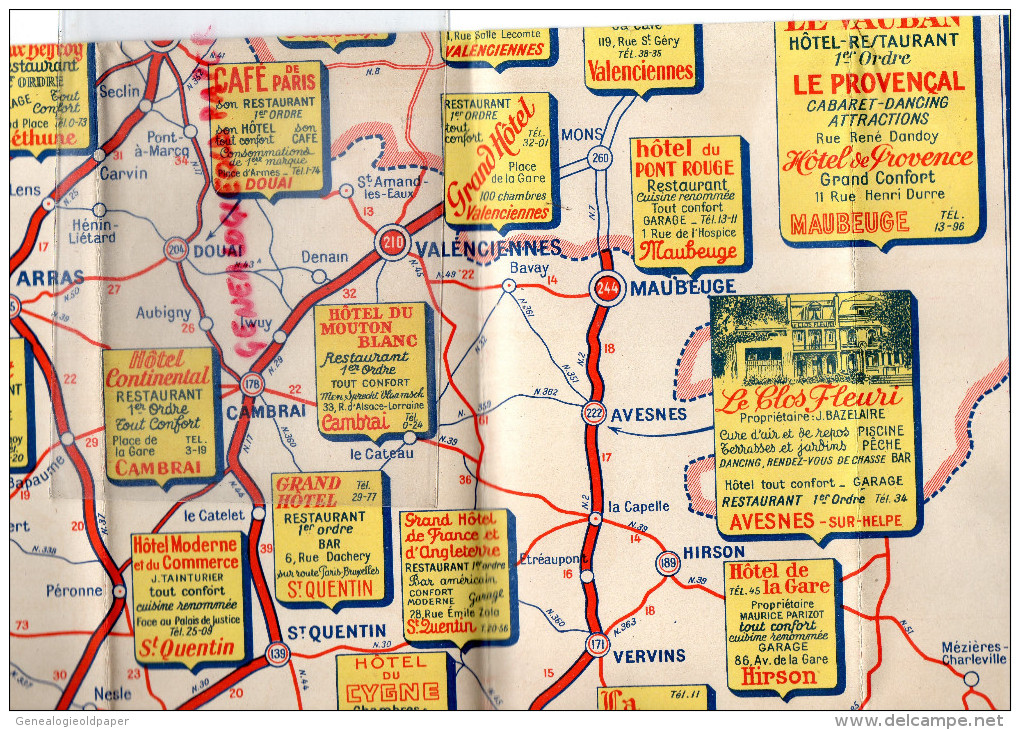 59 - DUNKERQUE-LILLE-VALENCIENNES-MAUBEUGE- ARRAS-DOUAI- CANBRAI-VERVINS-MONS-ABBAVILLE-AMIENS-HAM-CHANTILLY-SENLIS-1947 - Dépliants Touristiques