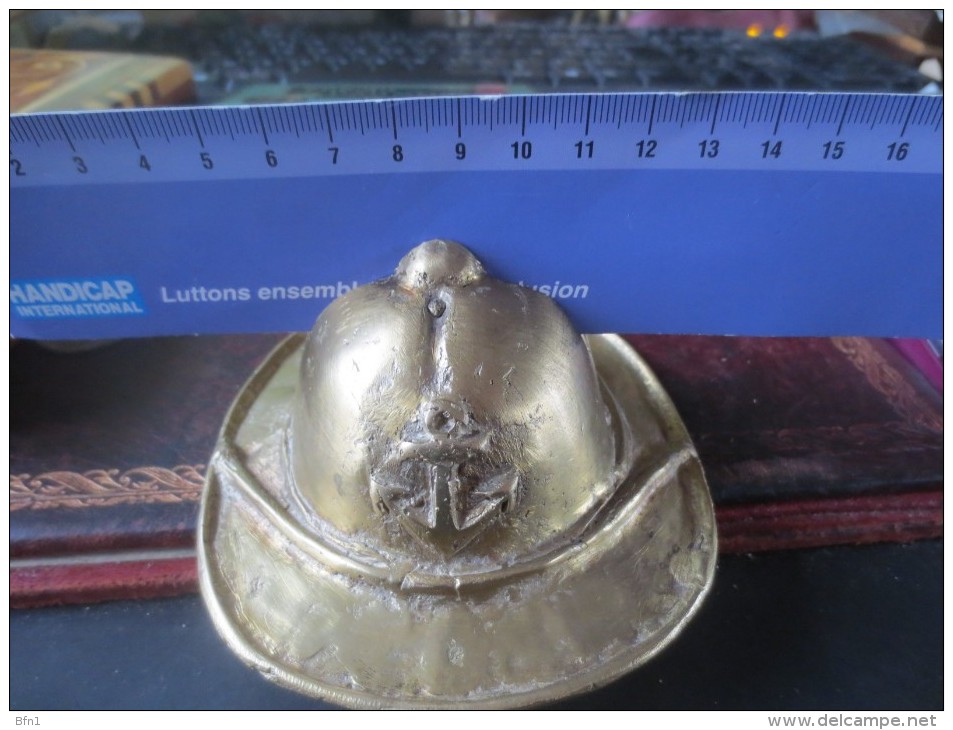 CASQUE MINIATURE ANCRE - BRONZE - VOIR PHOTOS - Feuerwehr