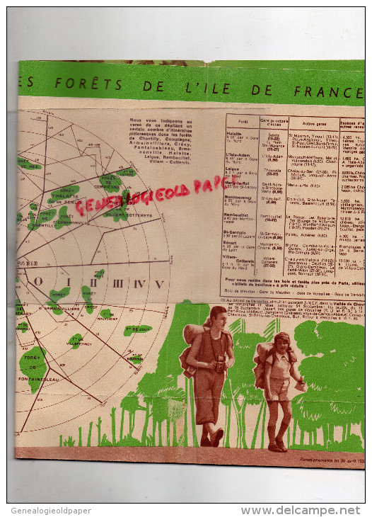 75 - PARIS -  BEAU PLAN FORETS ILE DE FRANCE- SNCF-1939-HALATTE-COMPIEGNE-VILLERS COTTERETS-FONTAINEBLEU-RAMBOUILLET- - Dépliants Touristiques