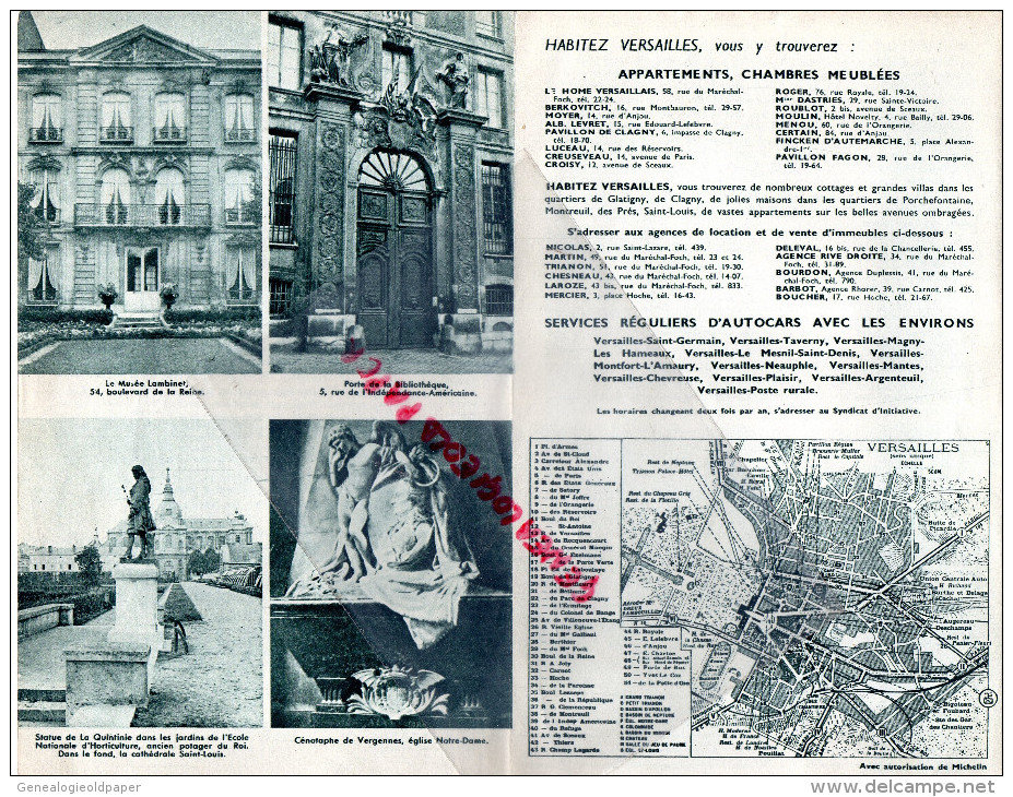 78 - VERSAILLES - BEAU DEPLIANT TOURISTIQUE 1939- HOTELS- RESTAURANTS- - Dépliants Touristiques