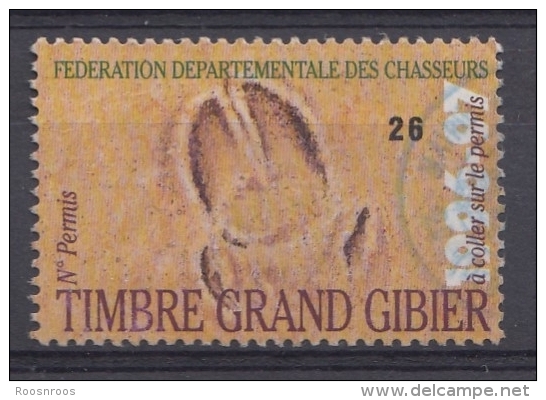 FISCAL PERMIS DE CHASSE -TIMBRE GRAND GIBIER  1996-1997- FEDERATION DROME  - HUNTING REVENUE - Zegels