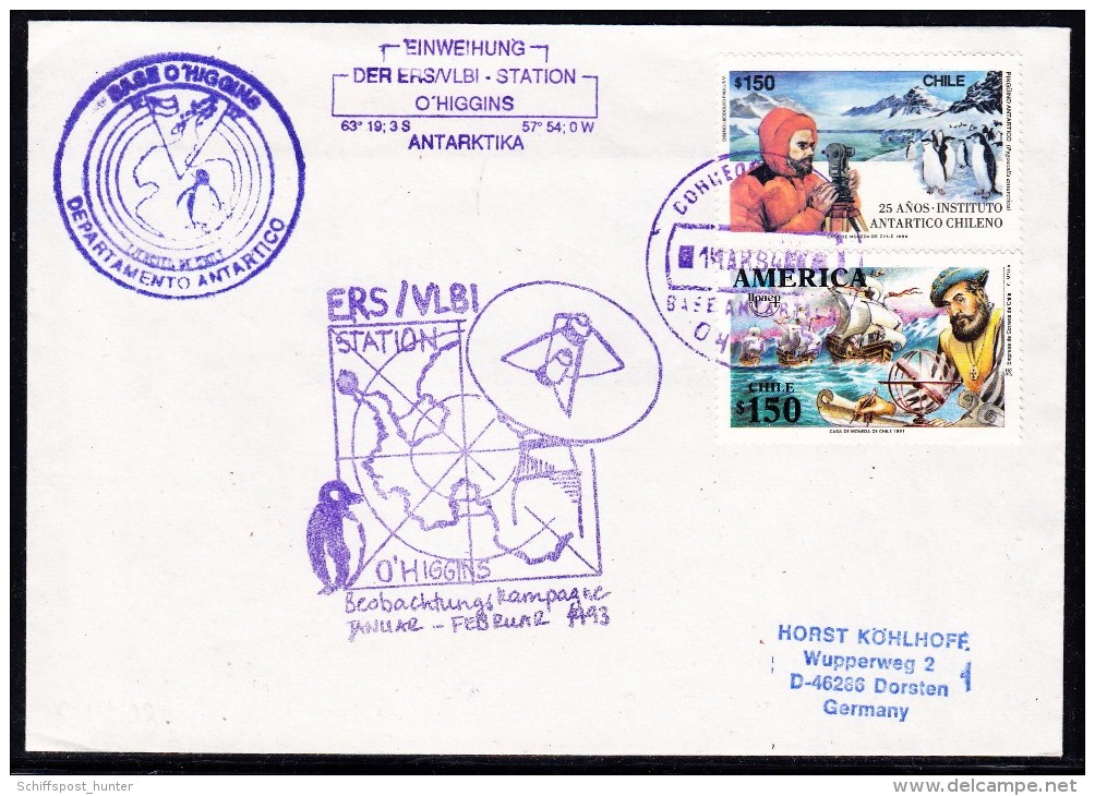 ANTARCTIC, GERMANY,First Day ERS/VLBI-Station On O'HIGGINS 1.MAR 1994, 3 Cachets, Look Scans !! 25.11-18 - Antarctic Expeditions