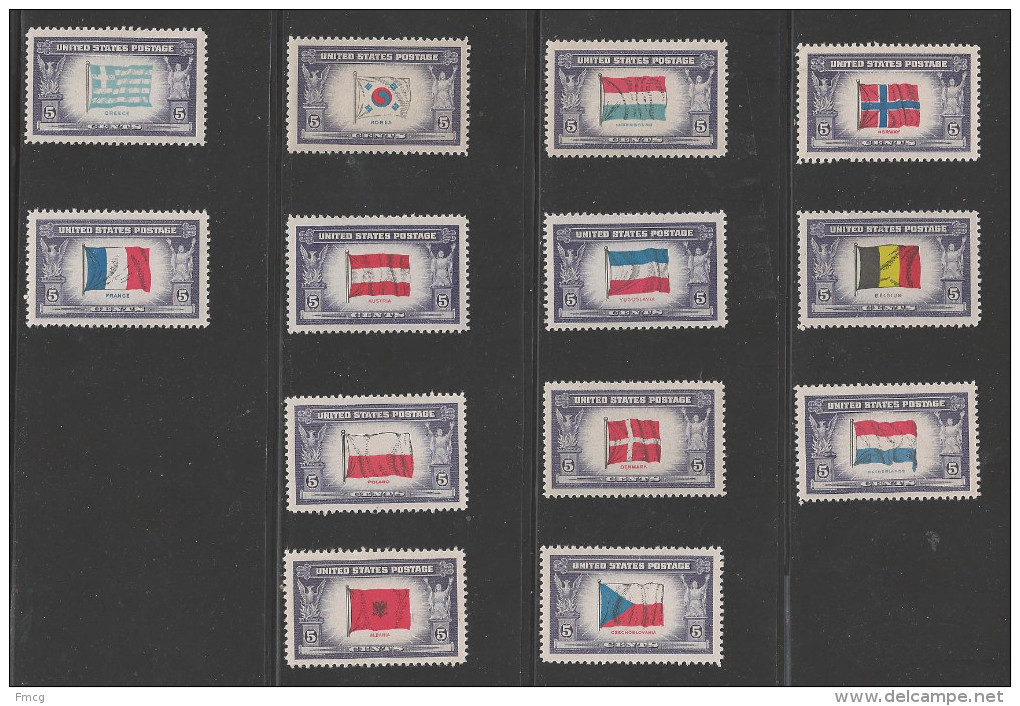 1943 Overrun Countries, Set Of 13, Mint Never Hinged - Ongebruikt