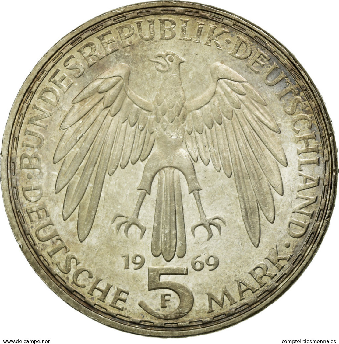 Monnaie, République Fédérale Allemande, 5 Mark, 1969, Stuttgart, Germany - 5 Marcos