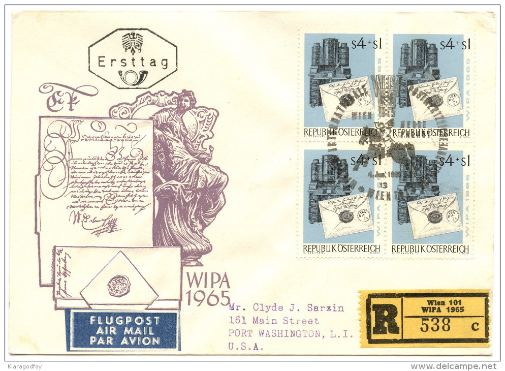 Austria Ersttag FDC WIPA 1965 Bb151127 - FDC