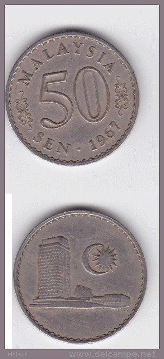 Malaysia Coin 50c  1967 Security Edge - Malaysia