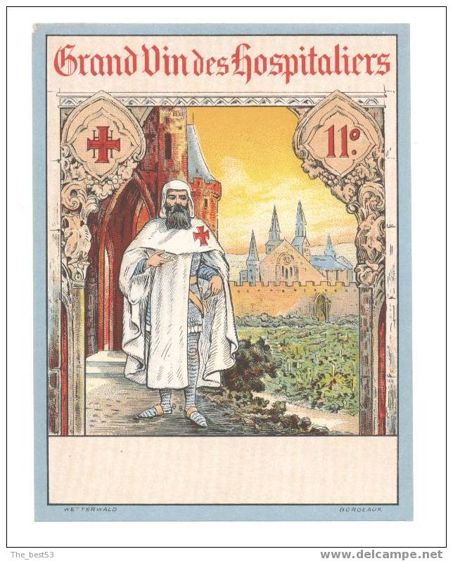 Etiquette  Du Grand Vin Année 20/30  -   Des Hospitaliers -  Thème Religion Soldats Moines - Religious